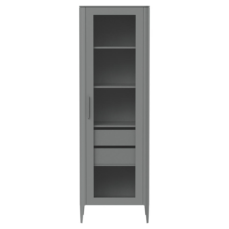 Витрина серая со стеклянной дверью с 4-мя полками и 2-мя ящиками Type  Серый в Челябинске | Loft Concept 