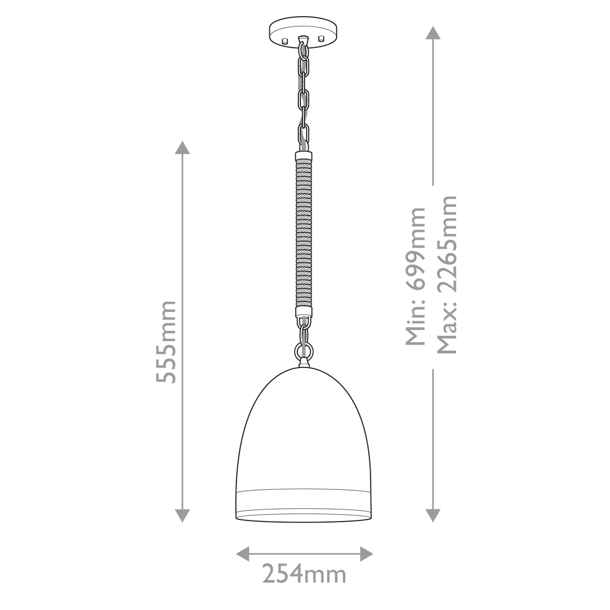 Подвесной светильник белый колоколообразный с декоративной обмоткой из веревки Hinkley в Челябинске