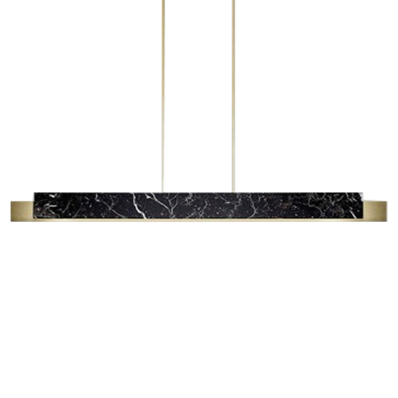 Люстра Leonce Marble Linear Chandelier Brass Черный Мрамор Nero Латунь в Челябинске | Loft Concept 