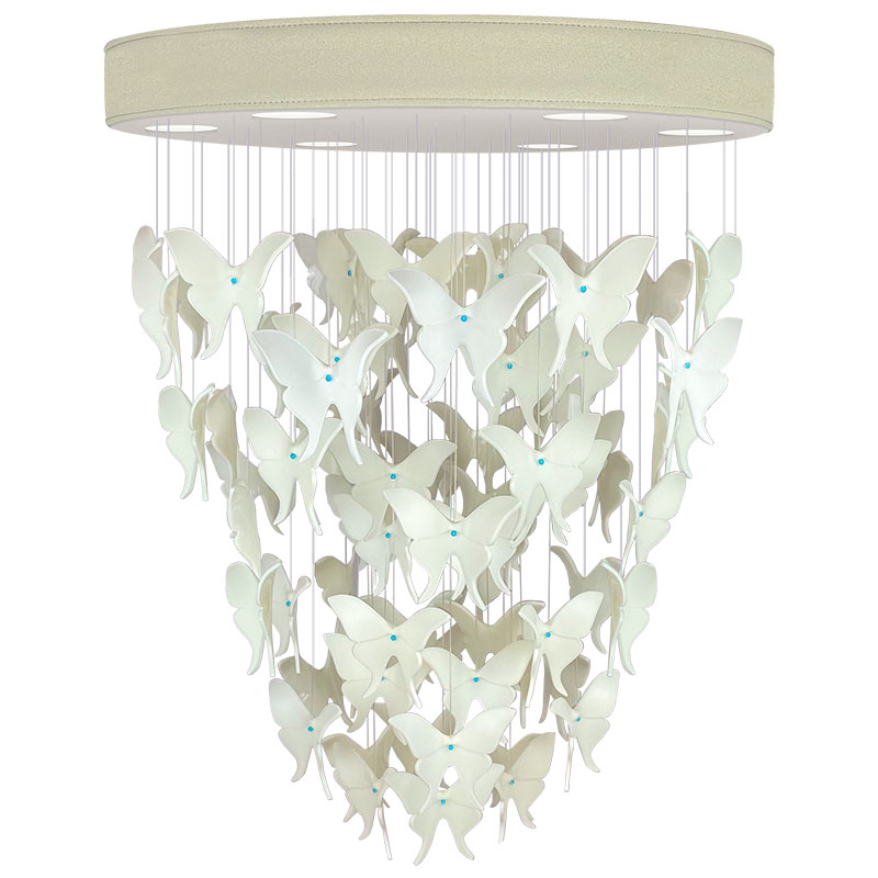 Люстра Белые Бабочки Жемчужно-серая база Night Butterflies Chandelier Бежево-серый Белый Люстра Белые Бабочки Жемчужно-серая база Night Butterflies Chandelier Бежево-серый Белый в Челябинске | Loft Concept