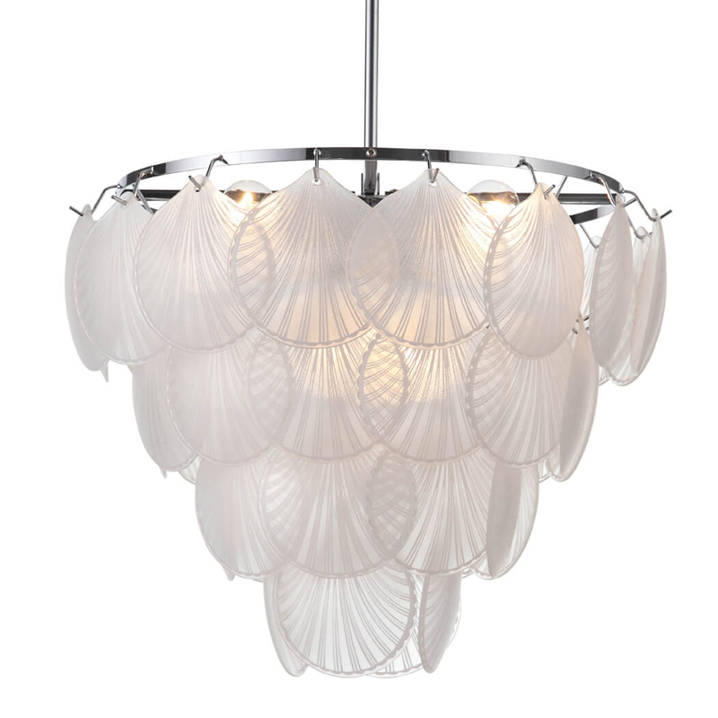 Люстра Glass Shells Suspension Chandelier Белый Хром Люстра Glass Shells Suspension Chandelier Белый Хром в Челябинске | Loft Concept