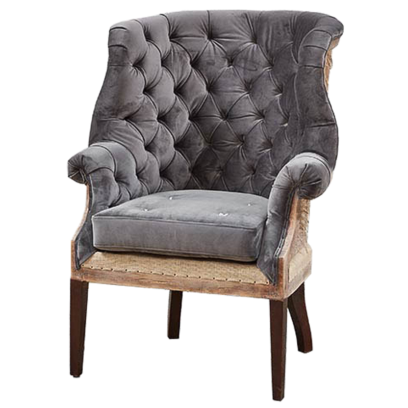 Кресло Gamilton Armchair Gray Серый Коричневый в Челябинске | Loft Concept 