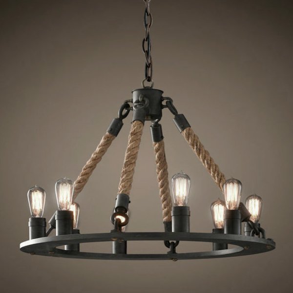 Люстра Loft Old Castle Rope Chandelier Черный Люстра Loft Old Castle Rope Chandelier Черный в Челябинске | Loft Concept