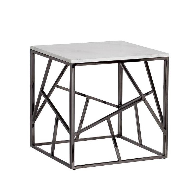 Приставной стол Serene Furnishing Dark Chrome Marble Top Хром Белый в Челябинске | Loft Concept 