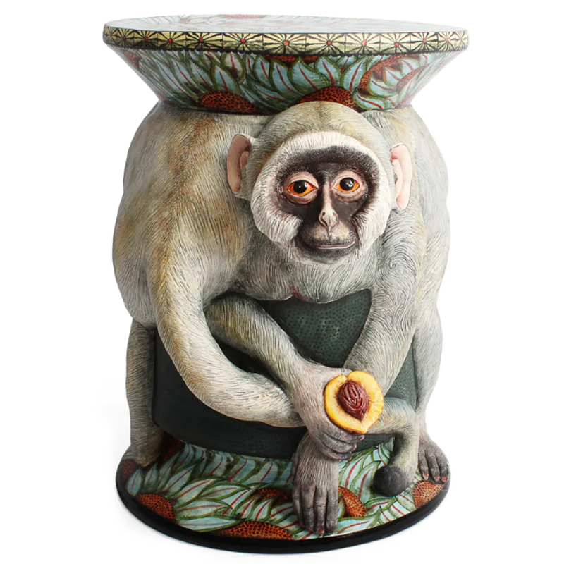 Табурет Обезьяна с фруктом ручная работа Monkey Side Table Серый Табурет Обезьяна с фруктом ручная работа Monkey Side Table Серый в Челябинске | Loft Concept