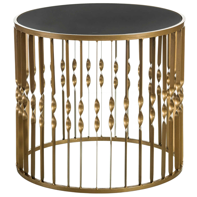 Круглый кофейный стол Arla Round Coffee Table Черный Золотой в Челябинске | Loft Concept 