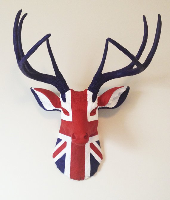 Голова оленя - Union jack Черный Голова оленя - Union jack Черный в Челябинске | Loft Concept