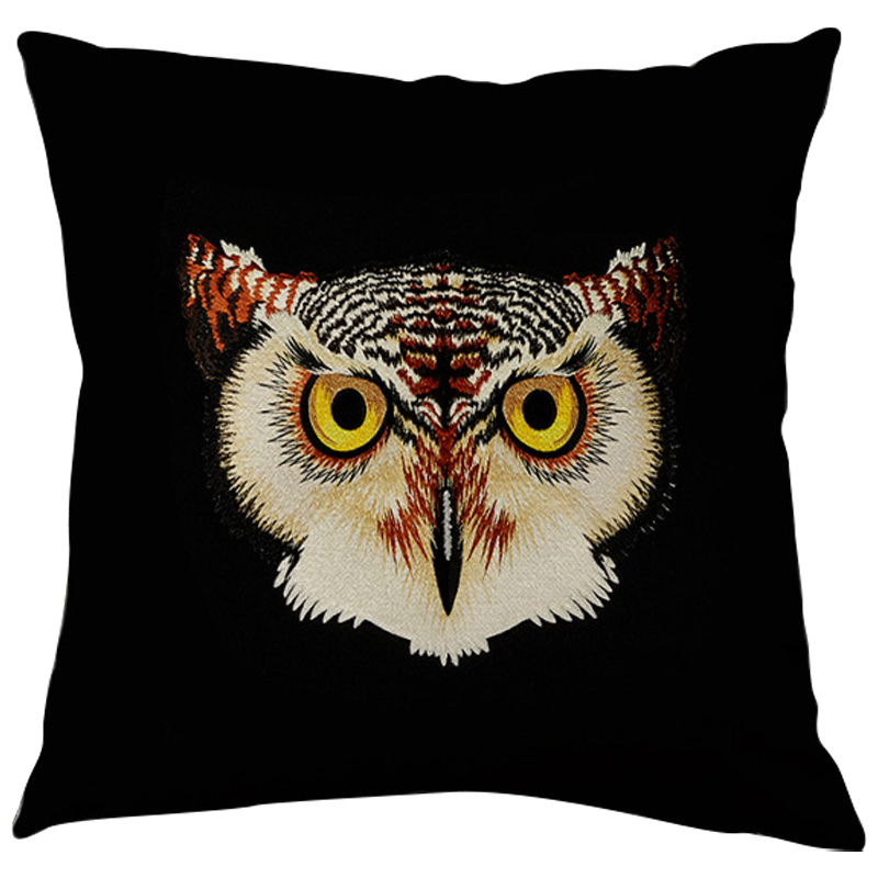 Декоративная подушка Стиль Gucci Owl Black Черный Коричневый Желтый Бежевый Декоративная подушка Стиль Gucci Owl Black Черный Коричневый Желтый Бежевый в Челябинске | Loft Concept