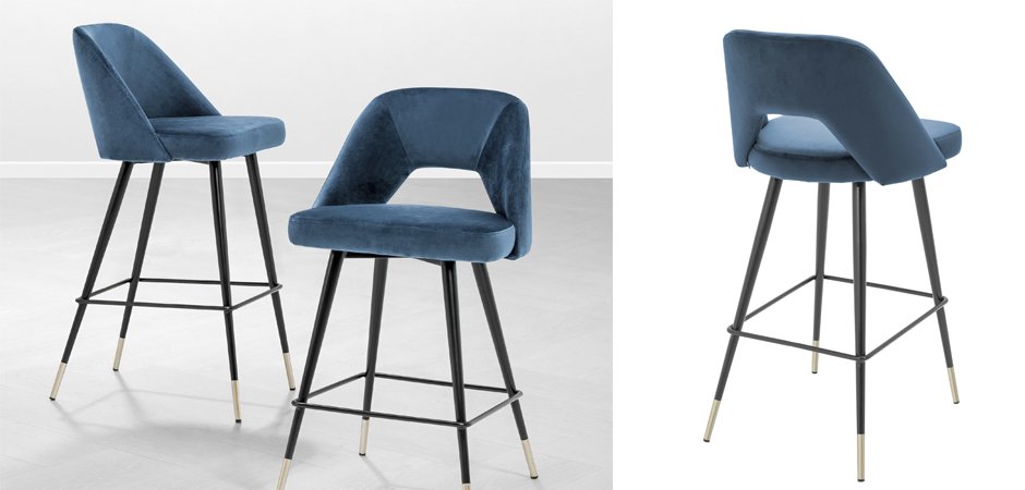 Барный стул Eichholtz Bar Stool Avorio Blue Барный стул Eichholtz Bar Stool Avorio Blue - Loft-Concept в Челябинске
