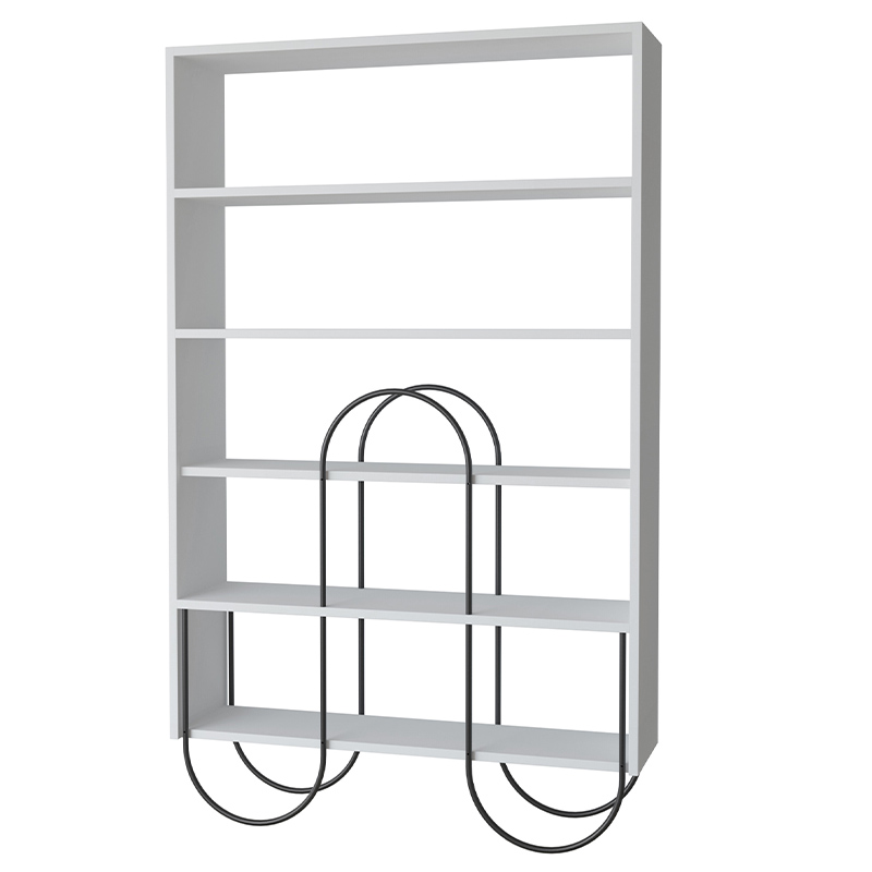 Стеллаж прямой белый с 5-ю открытыми полками NORFOLK BOOKCASE WHITE Черный Белый Стеллаж прямой белый с 5-ю открытыми полками NORFOLK BOOKCASE WHITE Черный Белый в Челябинске | Loft Concept