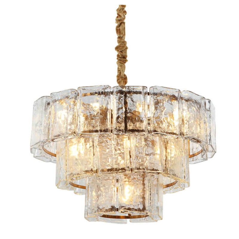 Люстра многоярусная Textured Glass Chandelier D60 Бронза Прозрачное Стекло Люстра многоярусная Textured Glass Chandelier D60 Бронза Прозрачное Стекло в Челябинске | Loft Concept