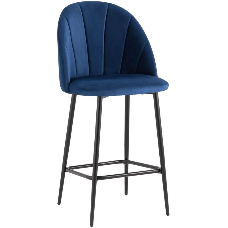 Барный Стул Balsari S Chair Синий Велюр Синий Черный Барный Стул Balsari S Chair Синий Велюр Синий Черный в Челябинске | Loft Concept