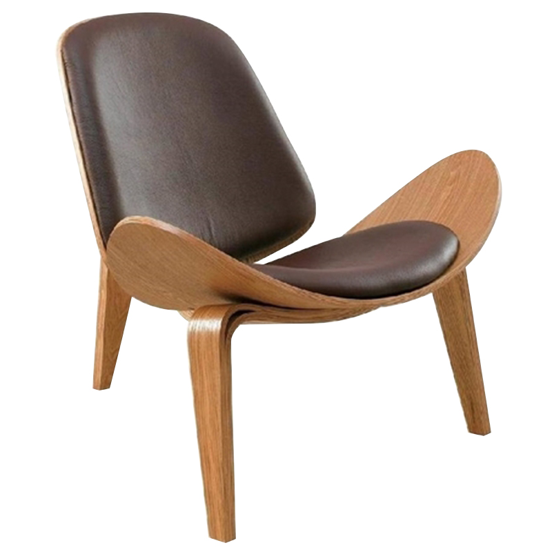 Дизайнерское кресло Shell Chair CH07 Экокожа Коричневый Дизайнерское кресло Shell Chair CH07 Экокожа Коричневый в Челябинске | Loft Concept