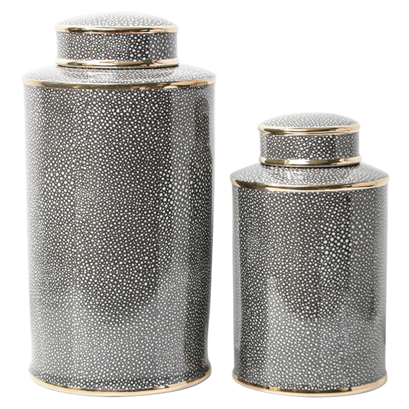 Ваза с крышкой Ceramic Grey Ornament Gold Vase Серый Золотой Ваза с крышкой Ceramic Grey Ornament Gold Vase Серый Золотой в Челябинске | Loft Concept