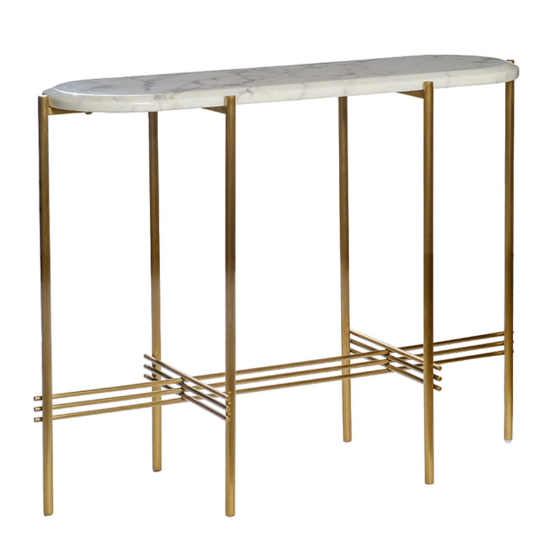 Консоль Andrine Console Белый Мрамор Bianco матовое золото Консоль Andrine Console Белый Мрамор Bianco матовое золото в Челябинске | Loft Concept