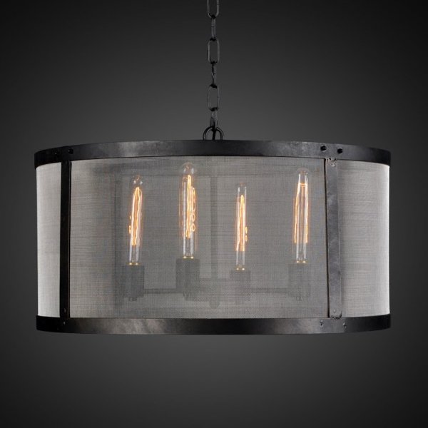 Люстра RH Riveted Mesh Chandelier Round Черный Люстра RH Riveted Mesh Chandelier Round Черный в Челябинске | Loft Concept