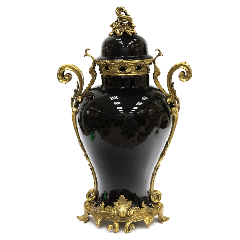 Большая ваза Selenia Black Vase Bronze Patterns Черный Бронза Большая ваза Selenia Black Vase Bronze Patterns Черный Бронза в Челябинске | Loft Concept