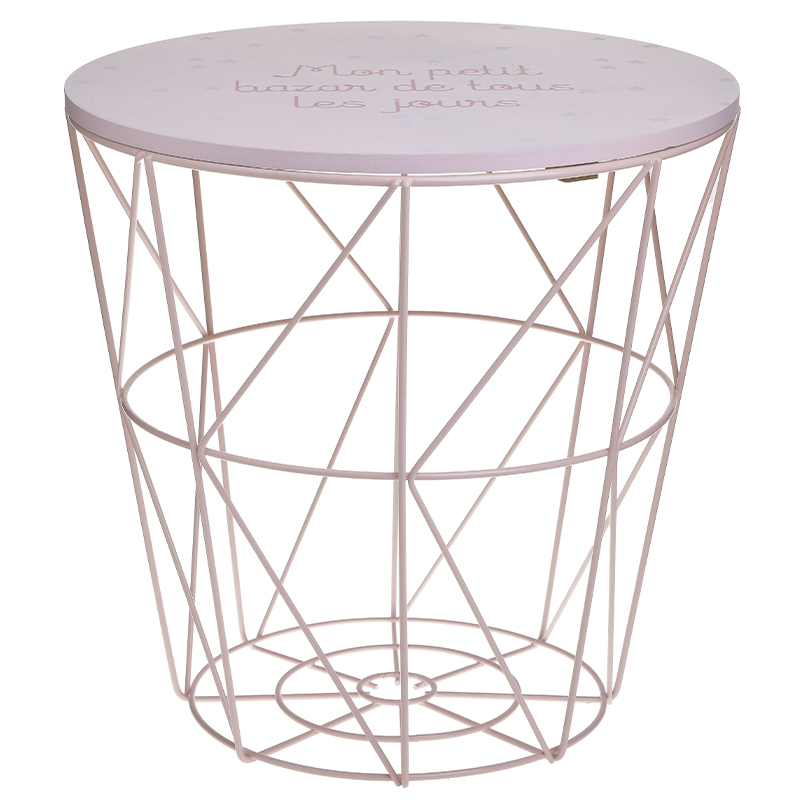 Круглый приставной стол-корзина Pink Wire Basket Side Table Розовый в Челябинске | Loft Concept 