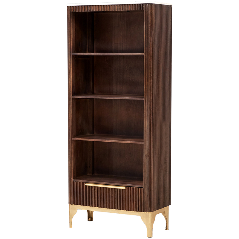 Стеллаж Emmett Wood Rack Коричневый Латунь Белый Стеллаж Emmett Wood Rack Коричневый Латунь Белый в Челябинске | Loft Concept
