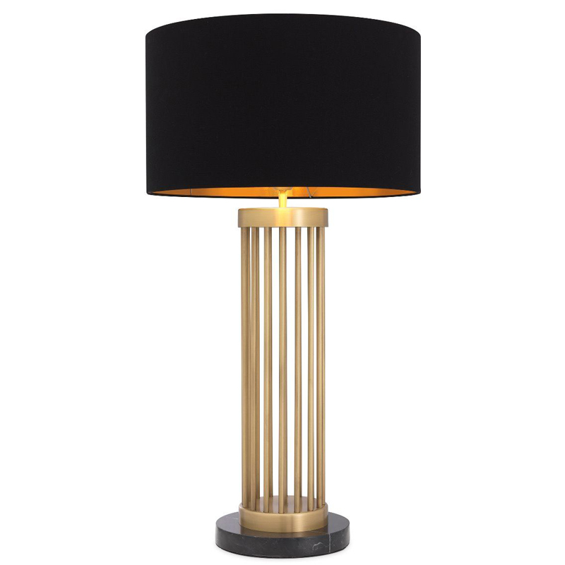 Настольная лампа Eichholtz Table Lamp Condo Черный Латунь Античная полированная Черный Мрамор Nero в Челябинске | Loft Concept 