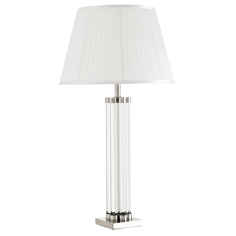 Настольная лампа Eichholtz Table Lamp Longchamp Прозрачный Белый Никель Настольная лампа Eichholtz Table Lamp Longchamp Прозрачный Белый Никель в Челябинске | Loft Concept