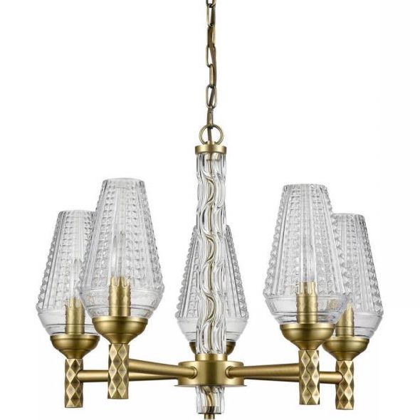 Люстра Ribbed Chandelier Латунь Прозрачный Люстра Ribbed Chandelier Латунь Прозрачный в Челябинске | Loft Concept