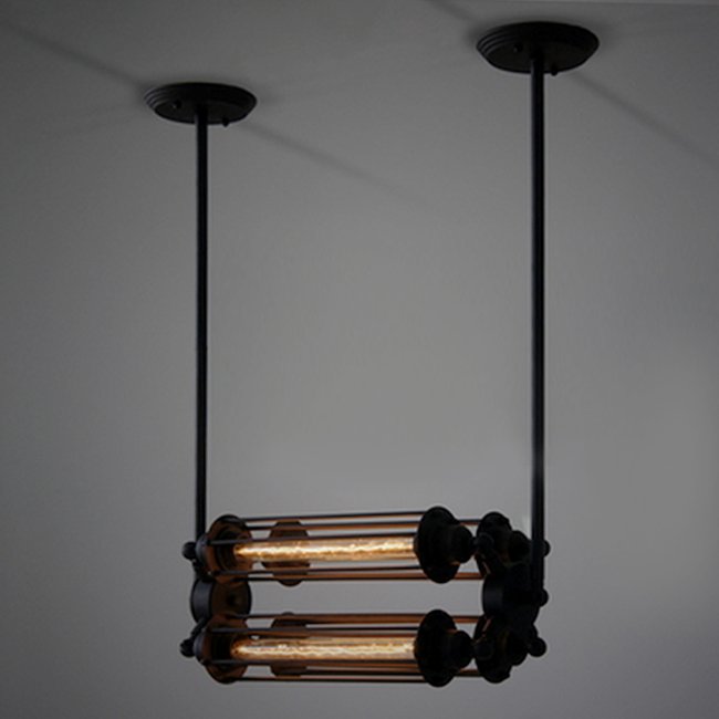 Подвесной светильник Loft Industrial Edison Cage Horizontal Quatro Черный Подвесной светильник Loft Industrial Edison Cage Horizontal Quatro Черный в Челябинске | Loft Concept
