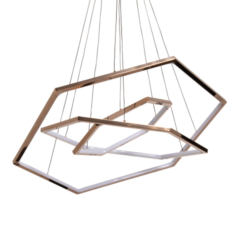 Люстра с 3-мя подвесами в виде шестиугольников Hexagon Horizontal Золотой в Челябинске | Loft Concept 