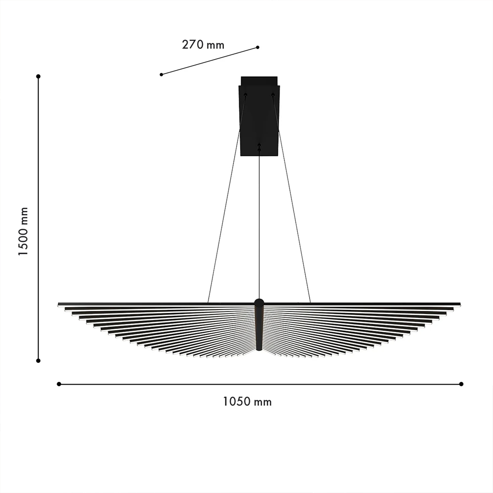 Люстра в виде распахнутых крыльев из тонких металлических планок Flight of Freedom в Челябинске