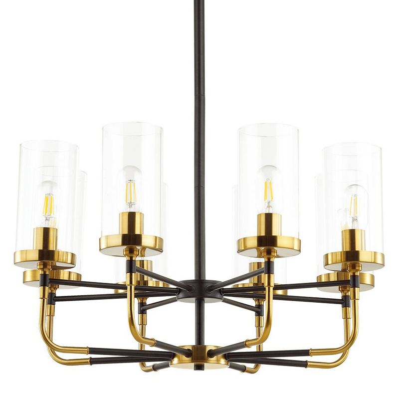 Люстра Greger chandelier 8 Черный Глянцевое золото Прозрачный Люстра Greger chandelier 8 Черный Глянцевое золото Прозрачный в Челябинске | Loft Concept