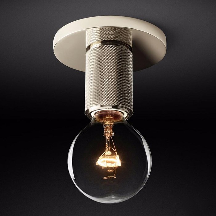 Потолочный светильник RH Utilitaire Socket Flushmount Silver Никель Потолочный светильник RH Utilitaire Socket Flushmount Silver Никель в Челябинске | Loft Concept