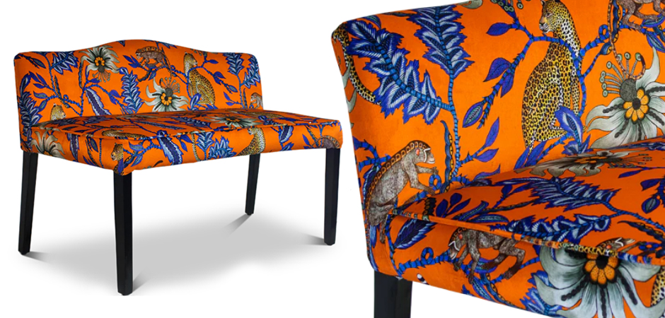 Банкетка Оранжевый Орнамент Zambezi Monkey Bean Flame Bench Банкетка Оранжевый Орнамент Zambezi Monkey Bean Flame Bench - Loft-Concept в Челябинске
