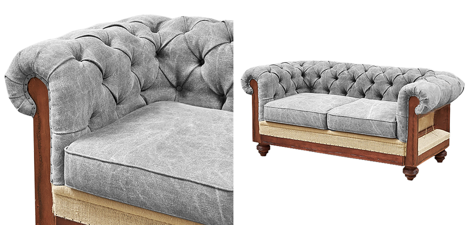 Диван Deconstructed Chesterfield Sofa double Gray Диван Deconstructed Chesterfield Sofa double Gray - Loft-Concept в Челябинске