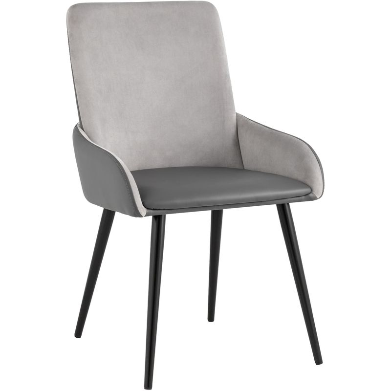 Стул Munchen Chair Серая Экокожа Серый Велюр Серый Черный в Челябинске | Loft Concept 