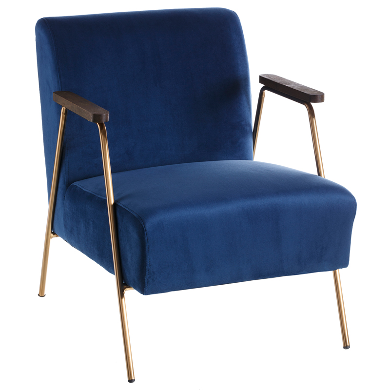 Кресло Domitila Armchair blue Синий Золотой Коричневый Кресло Domitila Armchair blue Синий Золотой Коричневый в Челябинске | Loft Concept
