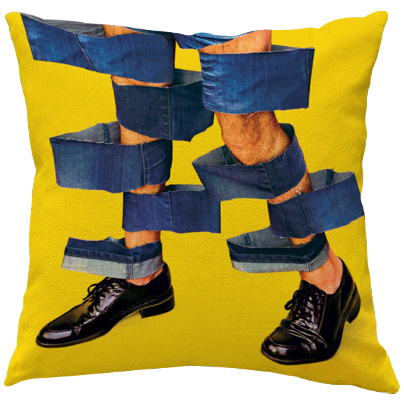 Декоративная подушка Seletti Cushion Jeans Желтый Синий Черный Декоративная подушка Seletti Cushion Jeans Желтый Синий Черный в Челябинске | Loft Concept