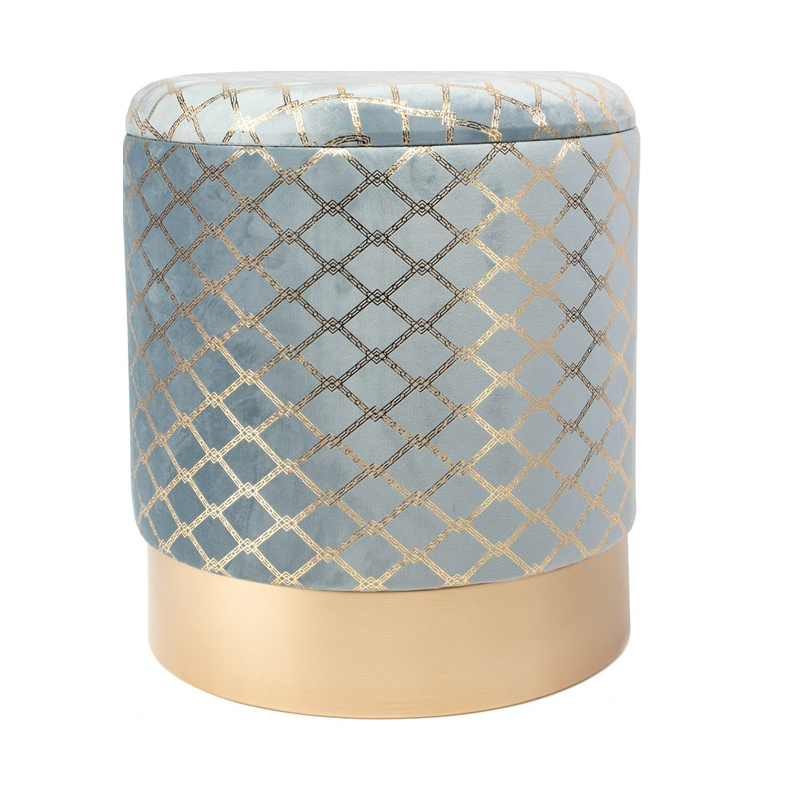 Пуф PUF Upholstery Gold Mesh голубой Голубой Золотой Пуф PUF Upholstery Gold Mesh голубой Голубой Золотой в Челябинске | Loft Concept