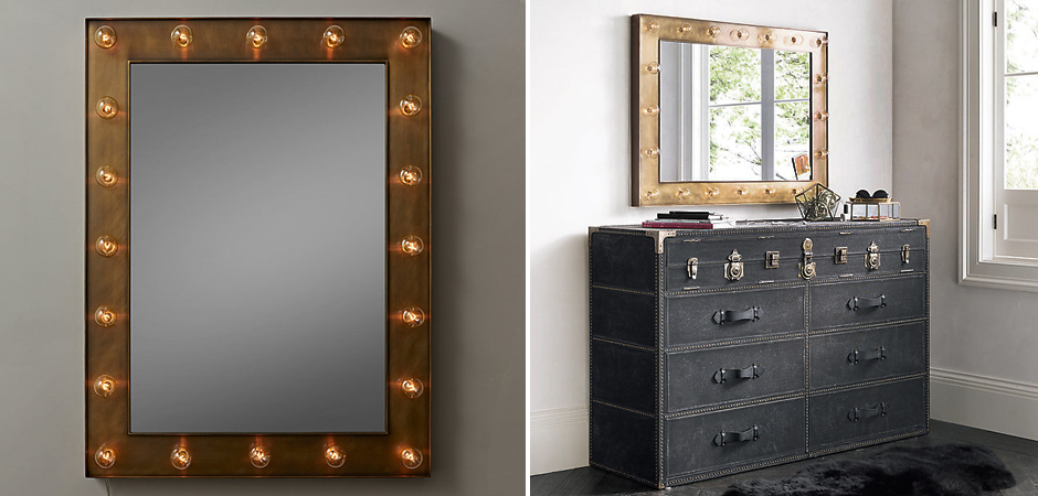 Зеркало с подсветкой Restoration Hardware ILLUMINATED Mirror brass Зеркало с подсветкой Restoration Hardware ILLUMINATED Mirror brass - Loft-Concept в Челябинске