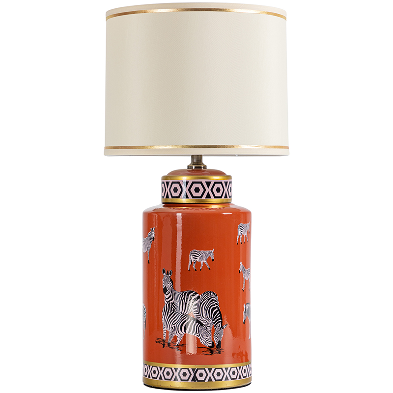 Настольная лампа Zebra Orange Lampshade Оранжевый Черно-белый Бежевый Золотой Настольная лампа Zebra Orange Lampshade Оранжевый Черно-белый Бежевый Золотой в Челябинске | Loft Concept