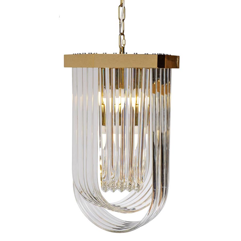Люстра Retro FROZEN GLASS gold 4 lamp Глянцевое золото Люстра Retro FROZEN GLASS gold 4 lamp Глянцевое золото в Челябинске | Loft Concept