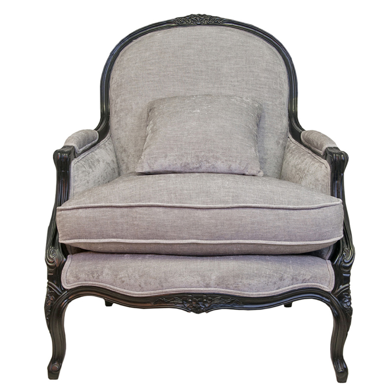 Кресло Ava Classical Armchair black and grey velour Серый Черный в Челябинске | Loft Concept 