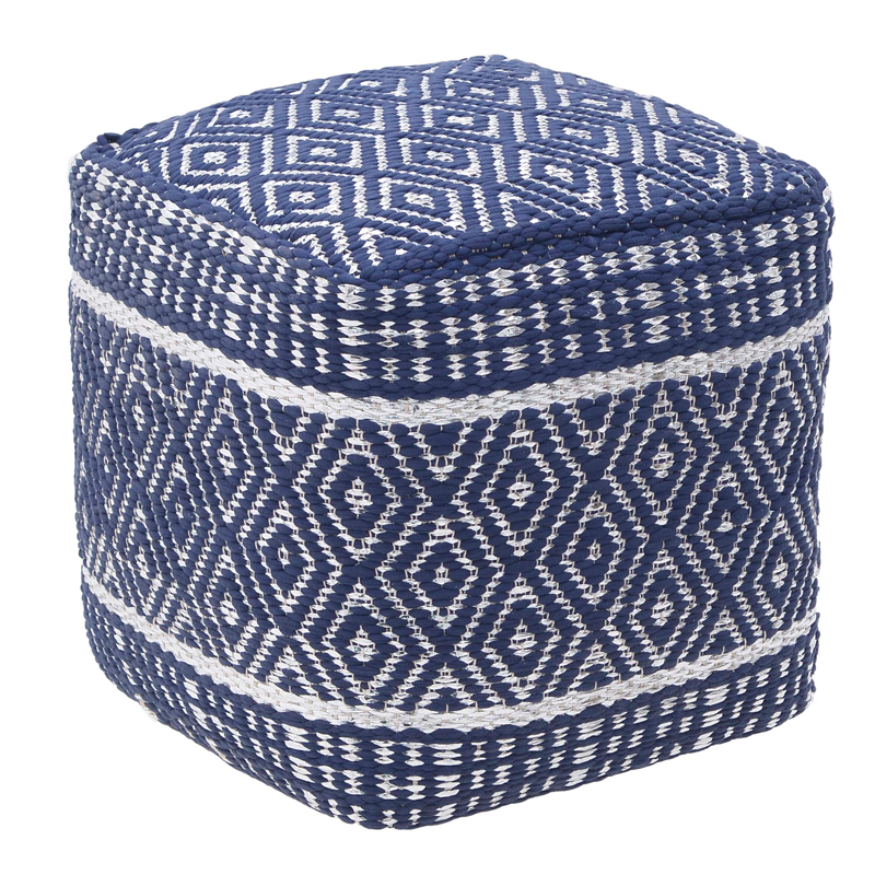 Пуф Rhombuses Kelim Ornament Pouf Синий Белый Пуф Rhombuses Kelim Ornament Pouf Синий Белый в Челябинске | Loft Concept