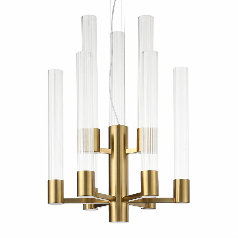 Люстра Jenae Glass Tubes Chandelier 9 Латунь Прозрачное Стекло Люстра Jenae Glass Tubes Chandelier 9 Латунь Прозрачное Стекло в Челябинске | Loft Concept