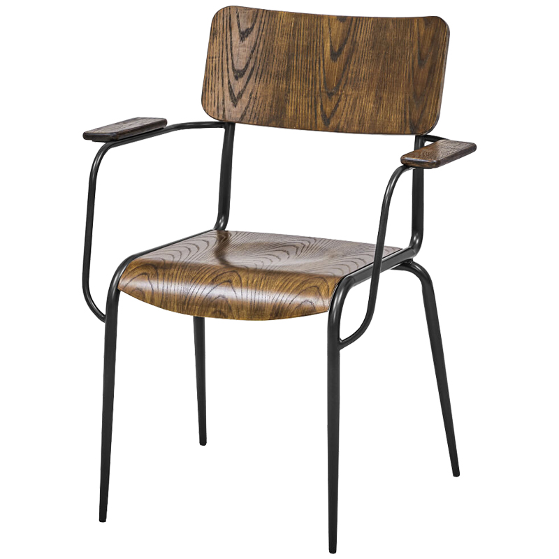 Стул с подлокотниками Joshua Loft Stool with armrests Коричневый Черный Стул с подлокотниками Joshua Loft Stool with armrests Коричневый Черный в Челябинске | Loft Concept