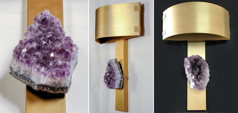 Бра Natural Amethyst and Curved Shades Wall Lamp Бра Natural Amethyst and Curved Shades Wall Lamp - Loft-Concept в Челябинске