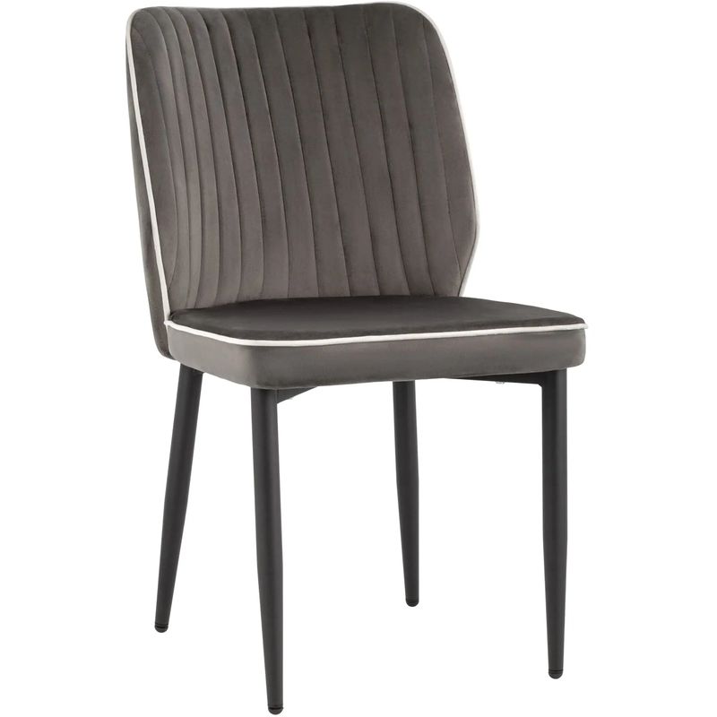 Стул Lawrence Chair Серый Велюр Белый кант Серый Белый Черный Стул Lawrence Chair Серый Велюр Белый кант Серый Белый Черный в Челябинске | Loft Concept