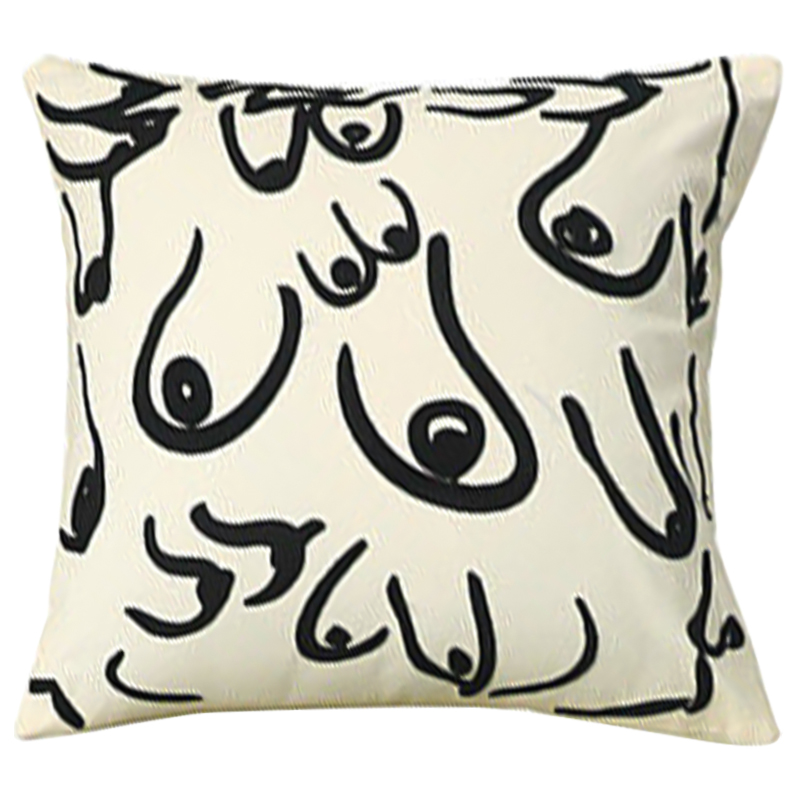 Декоративная подушка Breast Pattern Cushion Белый Черный Декоративная подушка Breast Pattern Cushion Белый Черный в Челябинске | Loft Concept