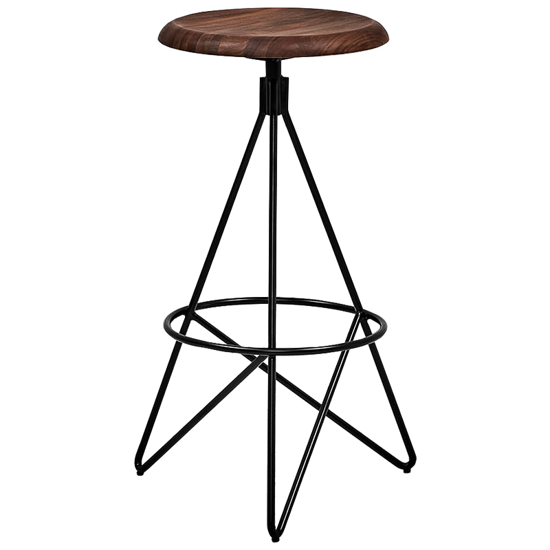 Барный стул Star Loft Stool Черный Коричневый Барный стул Star Loft Stool Черный Коричневый в Челябинске | Loft Concept