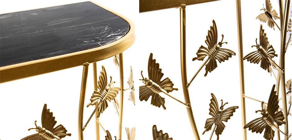 Консоль Gold Butterfly чёрный мрамор Консоль Gold Butterfly чёрный мрамор - Loft-Concept в Челябинске
