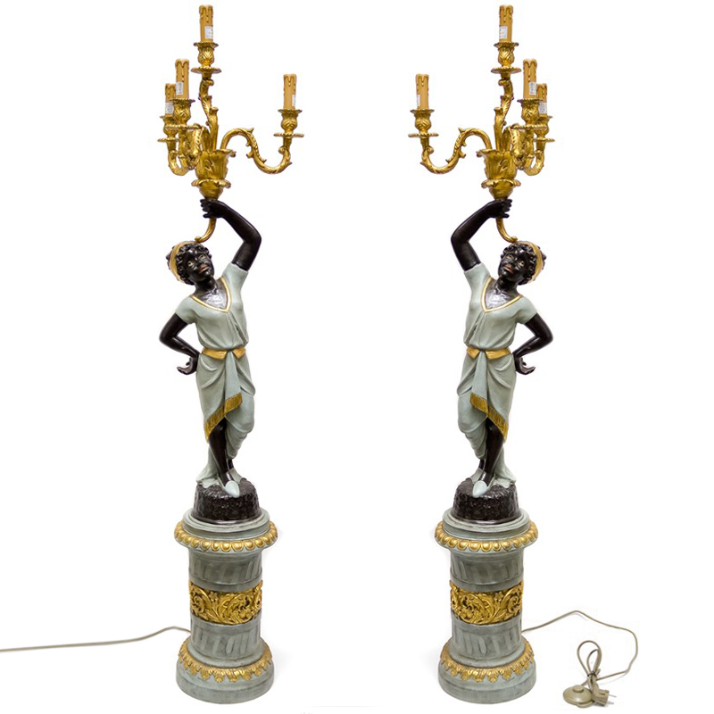 Торшер Girl With Candlestick Черный Бронза Голубой пастельный Торшер Girl With Candlestick Черный Бронза Голубой пастельный в Челябинске | Loft Concept